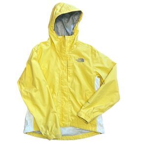 The North Face Yellow Hooded Windbreaker Jacket with Zipper Closure. Sz XS.